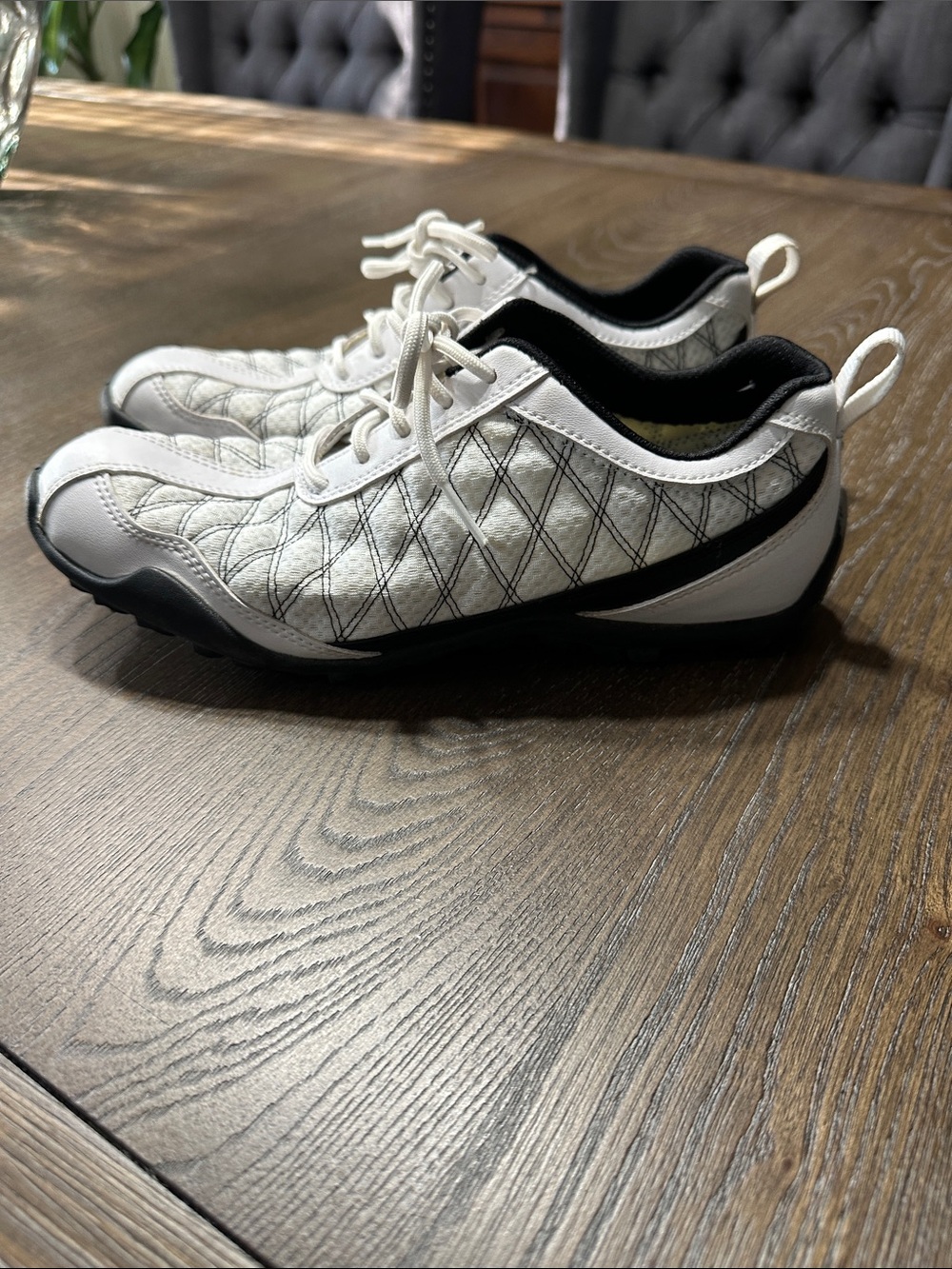 FootJoy SuperLites White and Black Quilted Golf Sneakers